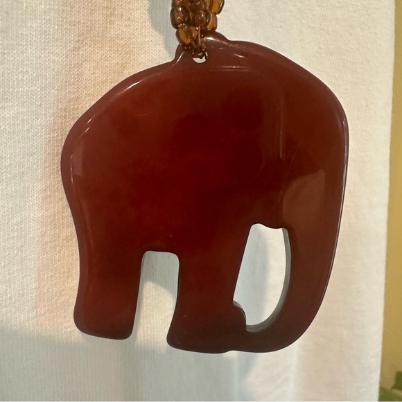 Necklace Lucite Elephant Pendant Statement Art Nouveau Style Jewelry - Picture 5 of 10